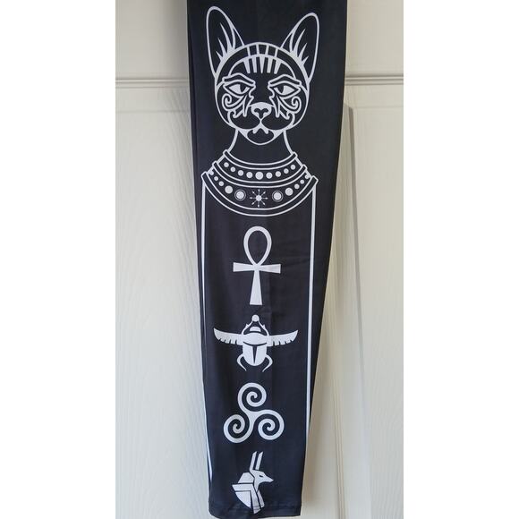 Xena Egyptian Cat Goddess Graphic Capri Leggings OSFM Callie Lives black ankh - Picture 1 of 14